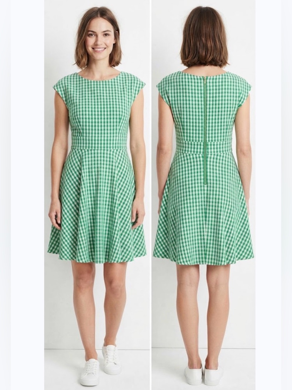 NWOT Kate Spade Green Gingham Fit-and-Flare Mini Dress